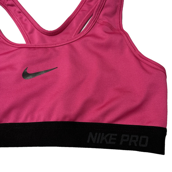 Nike Pro Fitted Sports Bra Sm Dri-Fit Barbie Pink Running Active Workout Yoga - Picture 2 of 5